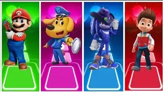 SUPER MARIO vs SHERIFF LABRADOR VS vs SONIC vs POW PATRUL /Tiles hop edm COFFIN DANCE 