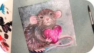 Рисунок милого мышонка с сердечком 🥰🐭Drawing of a cute mouse with a heart 💕 #рисование #drawing