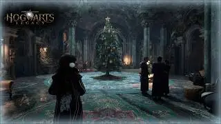[4K] Relaxing Slytherin Winter Snow Walk | Hogwarts Night Ambience