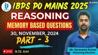 🔥IBPS PO MAINS 2024 Memory Based REASONING  | by Mr. SK sir #ibpspo #ibpspomains2025 #memorybased