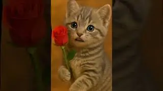 Aaee Aaee Kitten with Rose Giving Love 🌹 #cat #catsinging #kitten #lovelycat #cutekitty