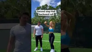 Учу своего парня делать сальто назад! #шорты