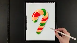 Candy cane in Procreate/Рисую на iPad Pro