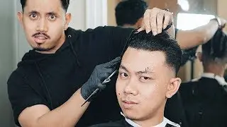 MEN'S HAIRCUT TUTORIAL | SKINFADE | CURLY POMP/SLICKBACK | SCISSOR OVER COMB
