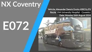 NX Coventry | Alexander Dennis Enviro 400City EV | E072 (LG72DUH) 'Sarina'