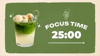🍹 Study with Me | Lychee Matcha Latte | 25/05 Min Pomodoro | Mellow Beats 🎶 | 4 Hour Focus Session