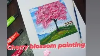 🌸cherry blossom painting/Easy Nature painting for beginners/Watercolor painting tutorial/Nature Art