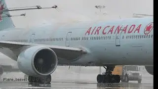 Winter ops in full effect! ❄️ Air Canada&rsquo;s Boeing 777-300ER receives a deicing