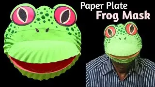 Paper Plate Frog Mask. Frog Mask Craft. Frog Costume for Kids. Frog Craft. #animalMask #paperCraft