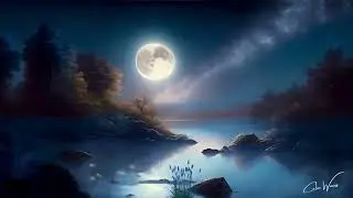 Night Sky Meditation | Blue Moon Over Calm Waters Relaxing 4K