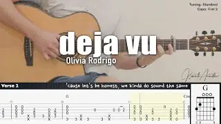 deja vu - Olivia Rodrigo | Fingerstyle Guitar | TAB + Chords + Lyrics