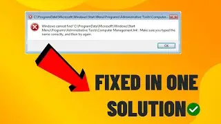 Fix Computer Management shortcut Error  (While right click on manage) | fixed