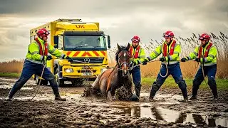 Epic Reacue Story | UK Rescue Team Saves Stuck Horse | Dramatic Muddy Lake Bank Rescue