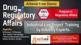 Drug Regulatory Affairs Advanced Certification  @ Gratisol Labs