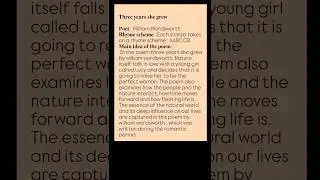 Three years she grew poem by william wordsworth appreciation #poetry #english #literature #fyp#trend