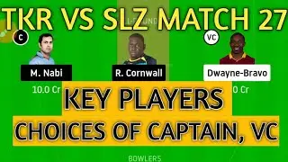 TKR vs SLZ Dream11 Team CPL 2020 | TKR vs SLZ | Match 27 | TKR vs SLZ Dream11 Prediction.