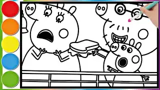 Peppa Pig's dad surprises his wife with a hamburger restaurant || Learn to color the Peppa Pig page