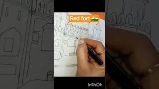 fort drawing 🚩✨ red fort drawing #youtubeshorts #shorts #art #drawing #trending #shortsfeed