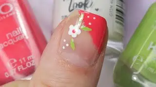 Diagonal FRENCH Tip in Pink with White Flower Manicure | FRENCH Manicure Ideas | Cute Nails at Home
