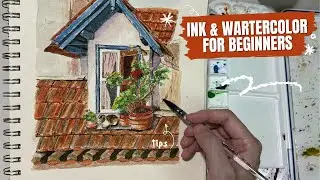 How I Sketch a Charming Vintage Window with Ink, Watercolor, and a Cute Little Cat | Wiiin Art