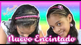 🌈 Hermoso Peinado infantil  con trenzas y encintado doble nudo  | fácil y bonito