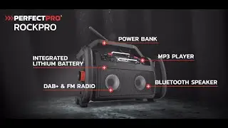 PerfectPro ROCKPRO JOBSITE: DAB+, FM, BLUETOOTH, USB, AUXIN MP3, LITHIUM BATTERY