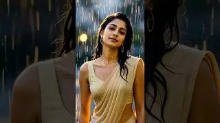 Beautiful Woman in Saree Smiling in Rain 🌧✨ | Viral Aesthetic Shorts #shorts #ytshorts #saree