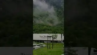 very clean rest area at swiss highway romantic weather
