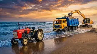 Swaraj 855 Tractor Pulling Dumper Truck | JCB Excavator Digging Sand | Toy Vehicles Gadi Wala Video