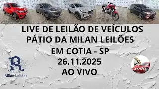 LIVE DE LEIL&Atilde;O DE VE&Iacute;CULOS NO P&Aacute;TIO DO  MILAN  LEIL&Otilde;ES DIA 26.11.25