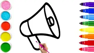 Draw and Colour Megaphone Drawing | Easy Drawing For kids video toddler Art