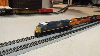 HO scale BNSF plus a train with units from 7 railroads and UP Big Boy bonus footage