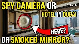 Smoked mirrors? Spy cameras? Or just glue residue on the mirror of this classy hotel in Dubai?