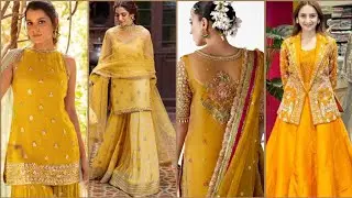 Yellow Colour Mayon Mehndi Dresses Ideas/Yellow Colour Party Wear Dress Designing Ideas 2025/26