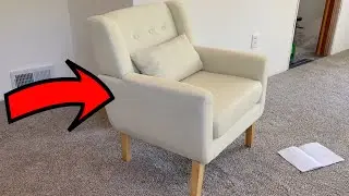 Kosydown Basic Modern Upholstered Accent Chair, Solid Wood Legs Elegant Linen Armchair (Beige)