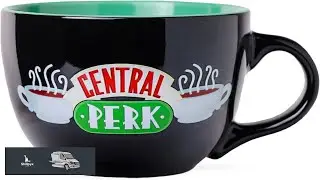 Silver Buffalo FRIENDS Central Perk Black Ceramic Mug Oversized for Coffee Soup
