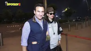 Kareena Kapoor, Saif Ali Khan & Taimur Ali Khan at the Airport as they fly out of the country