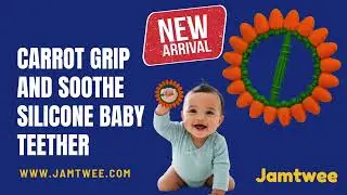 Best Baby Teether for Babies | Carrot Teether Toy | Jamtwee Carrot Grip and Soothe Silicone Teether