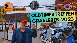 Oldtimertreffen in Grasleben nähe Helmstedt-Juli 2023. Auto, Trecker, Feuerwehr Fahrzeuge, im Dorf