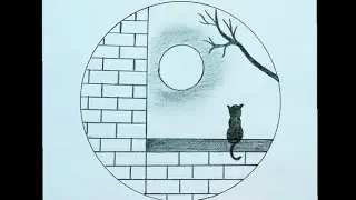 Circle Scenery Drawing For Beginners || Landscape Scenery Drawing || Easy Scenery Drawing ||