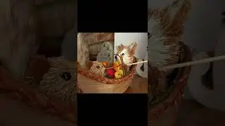 A Fox & a Squirrel in a Canoe. Fall decor.