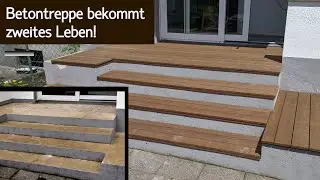 Betontreppe wird zu super-schöner kleiner Terrasse mit Kebony Clear