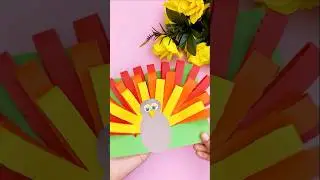 Fall & Thanksgiving Colorful Turkey DIY Craft | Fall Decor Tutorial| Kids 5-7 Learning Videos #short