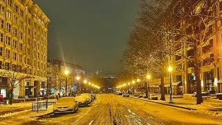 ⁴ᴷ⁶⁰ Walking in Snowy Downtown Washington DC During the Winter Storm