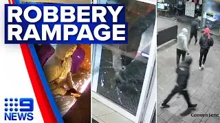 Police hunt for brazen thieves who robbed eight shops in under three hours | 9 News Australia