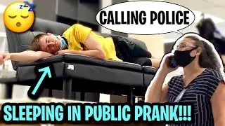 SLEEPING IN PUBLIC PRANK!!! (GONE WRONG)
