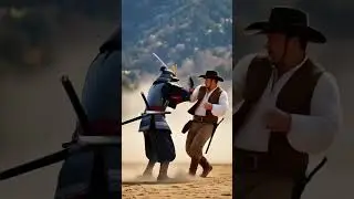samurai vs cowboy #samurai #cowboy #katana #revolver #gun #pistol #sword #duel #ai