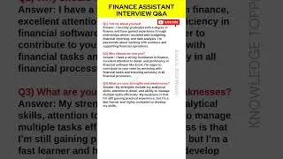 Finance Assistant Interview Questions and Answer | Finance Assistant Job Interview Questions