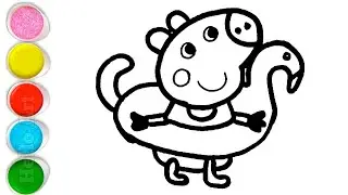 Cute Pippa Pig Duck Drawing, Painting and Coloring For Kids and Toddlers_ Step by Step Drawing