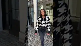 Blank NYC I'M Royalty Quarter Zip Houndstooth Sweater